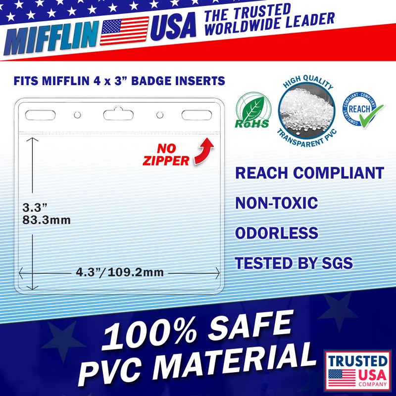 Mifflin-USA Card Protector (4x3 Inch, Clear, Bulk 250 Pack) Quick Load Horizontal No Zipper Name ID Badge Holder - Image 3